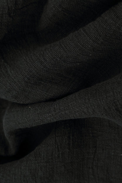 Frilled Edge Black Mélange Linen Jacket 5