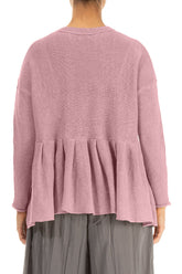 Frilled Hem Mauve Pink Linen Cardigan 2