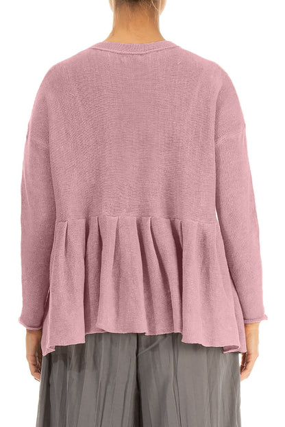Frilled Hem Mauve Pink Linen Cardigan 2