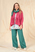 Frilled Hem Raspberry Linen Cardigan 1