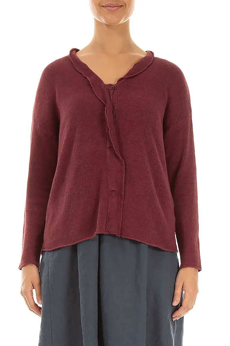 Gilet en lin Frilled Neck rubis ancien