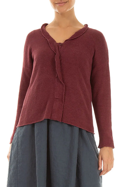 Gilet en lin Frilled Neck rubis ancien
