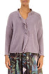 Frilled Neck Lilac Linen Cardigan 1