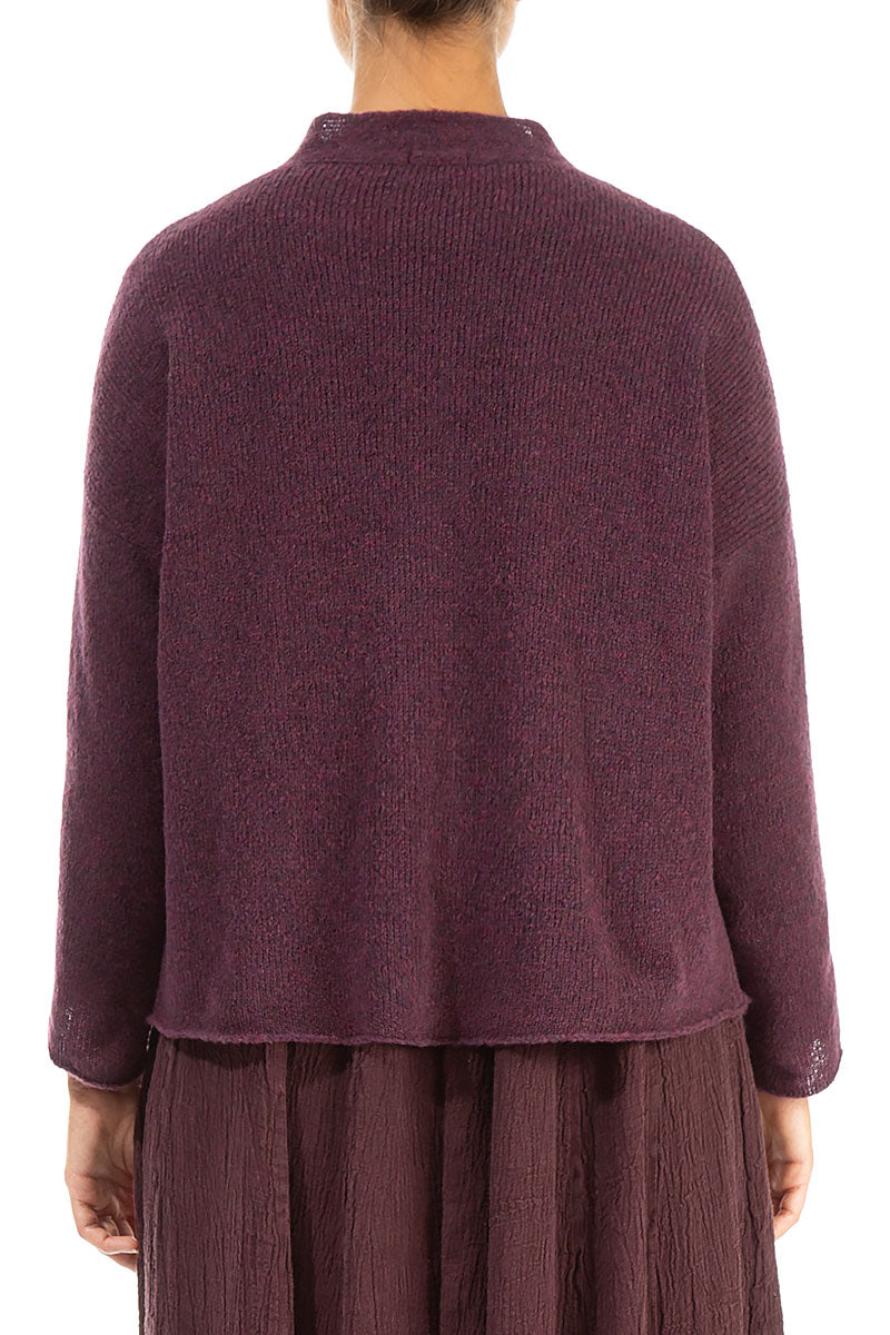 Frilled Neck Mulberry Wool Cardigan 2