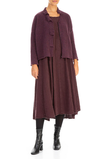 Frilled Neck Mulberry Wool Cardigan 4