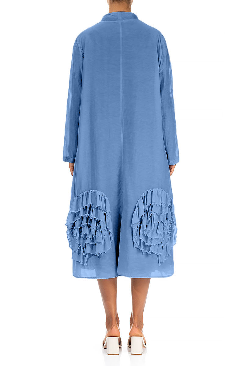 Frilly Flower Cobalt Blue Silk Cotton Jacket 2