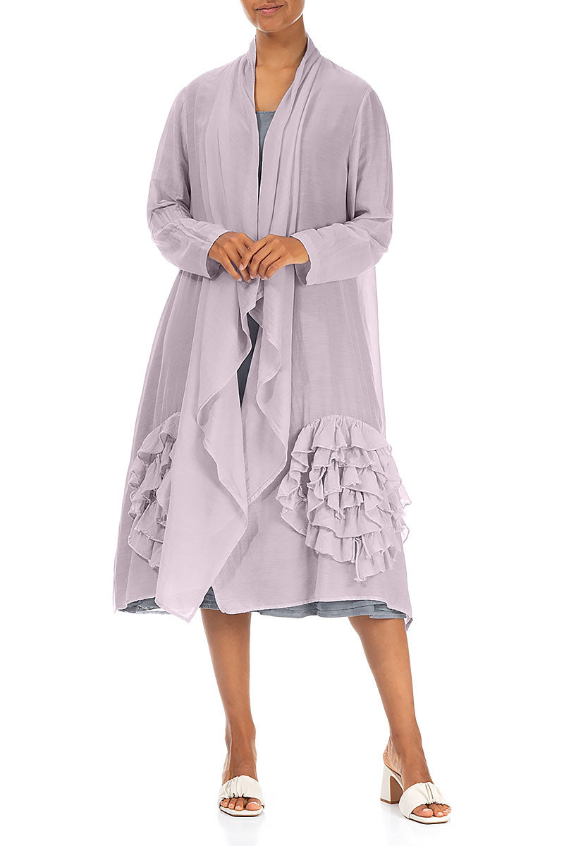 Frilly Flower Lilac Silk Cotton Jacket 3