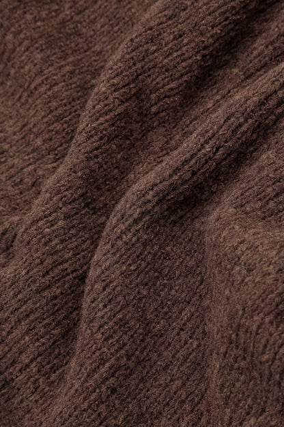 Fransen-Strickjacke aus brauner Wolle