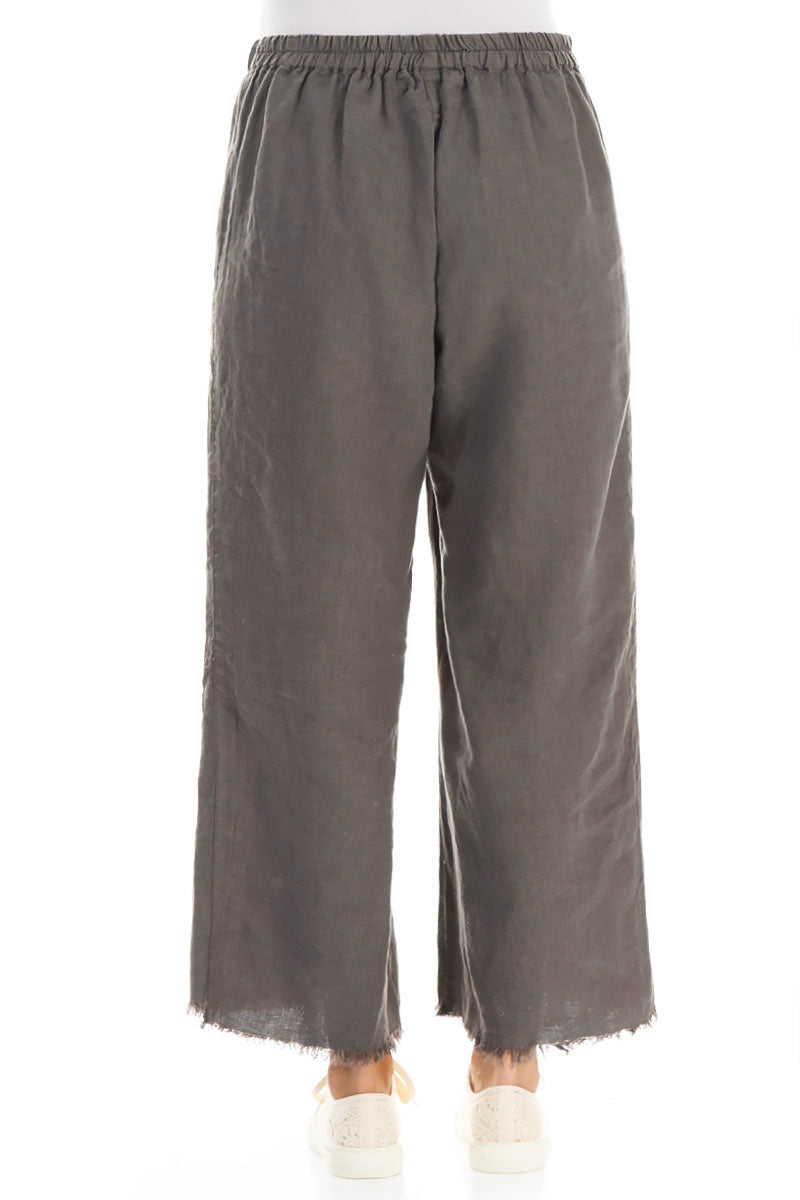 Fringed Flared Truffle Linen Trousers 2