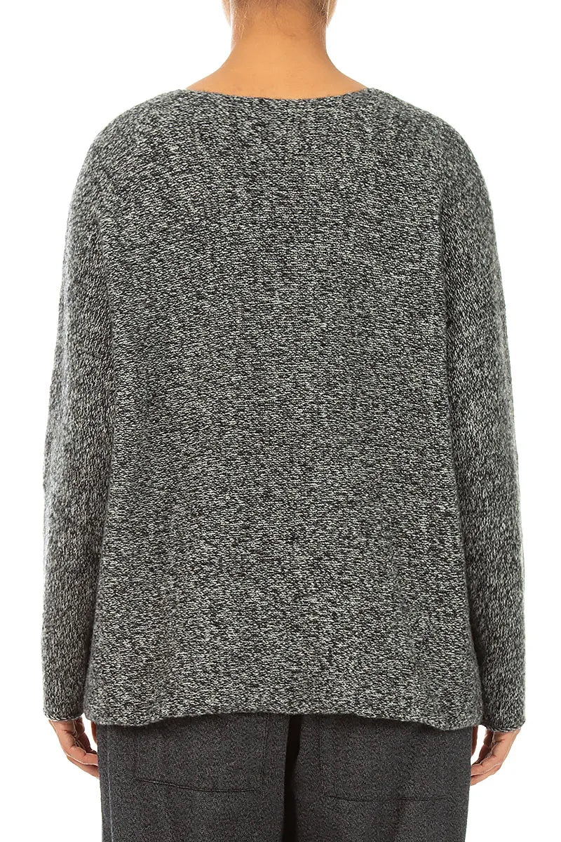 Front Pockets Grey Mélange Cashmere Sweater
