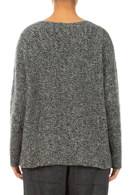 Front Pockets Grey Mélange Cashmere Sweater