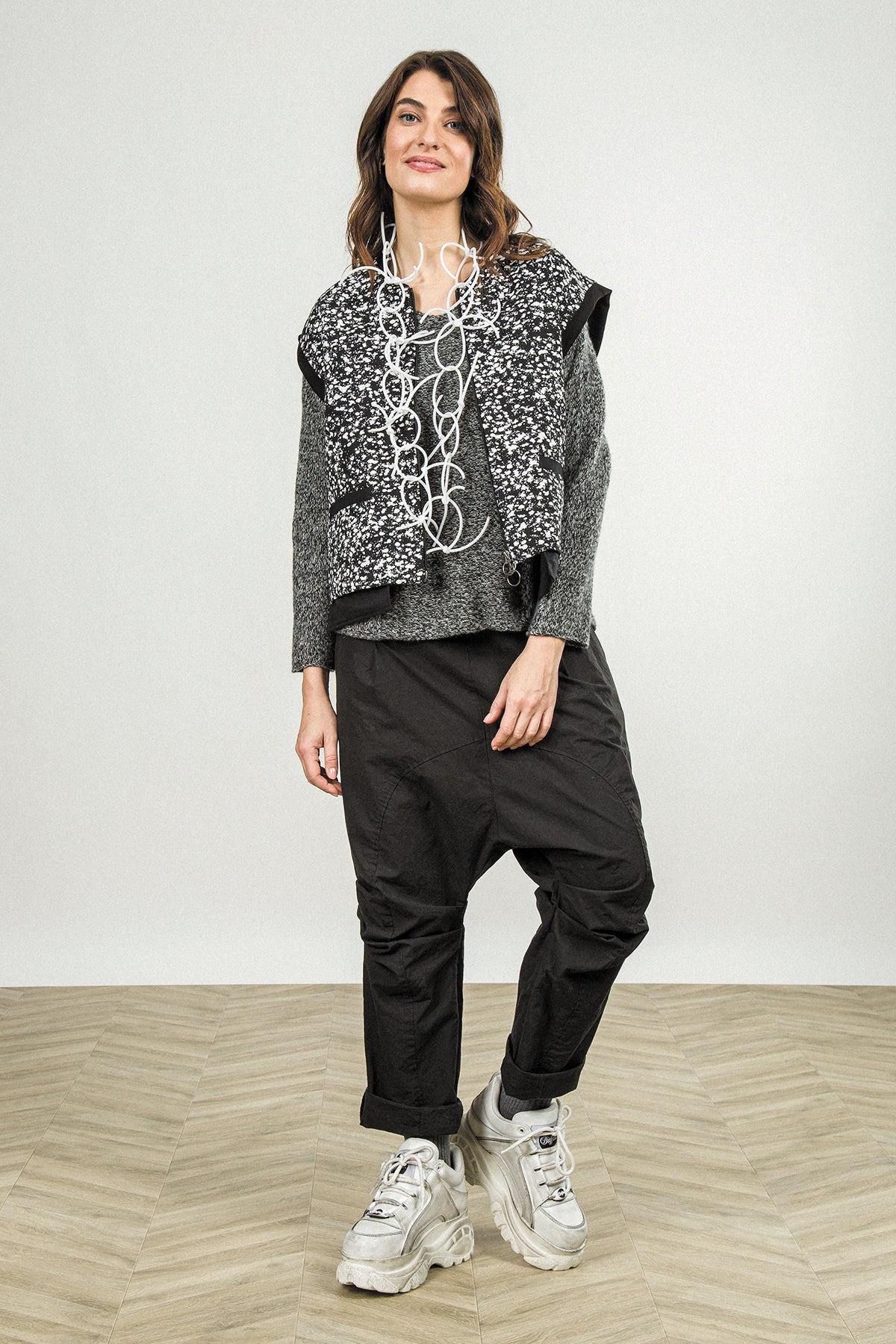 Front Pockets Grey Mélange Cashmere Sweater
