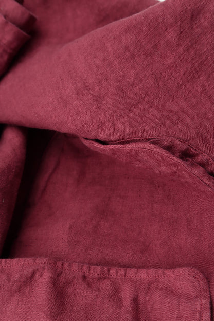 Front Ruffle Antique Ruby Linen Blouse 5