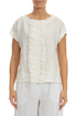 Front Ruffle Off White Linen Blouse 1