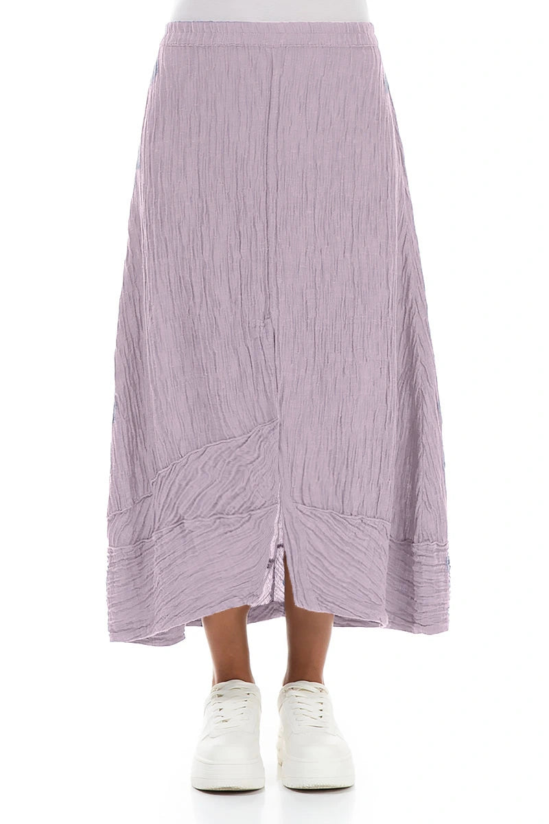 Front Slit Crinkled Lilac Silk Skirt