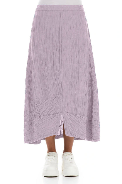 Front Slit Crinkled Lilac Silk Skirt