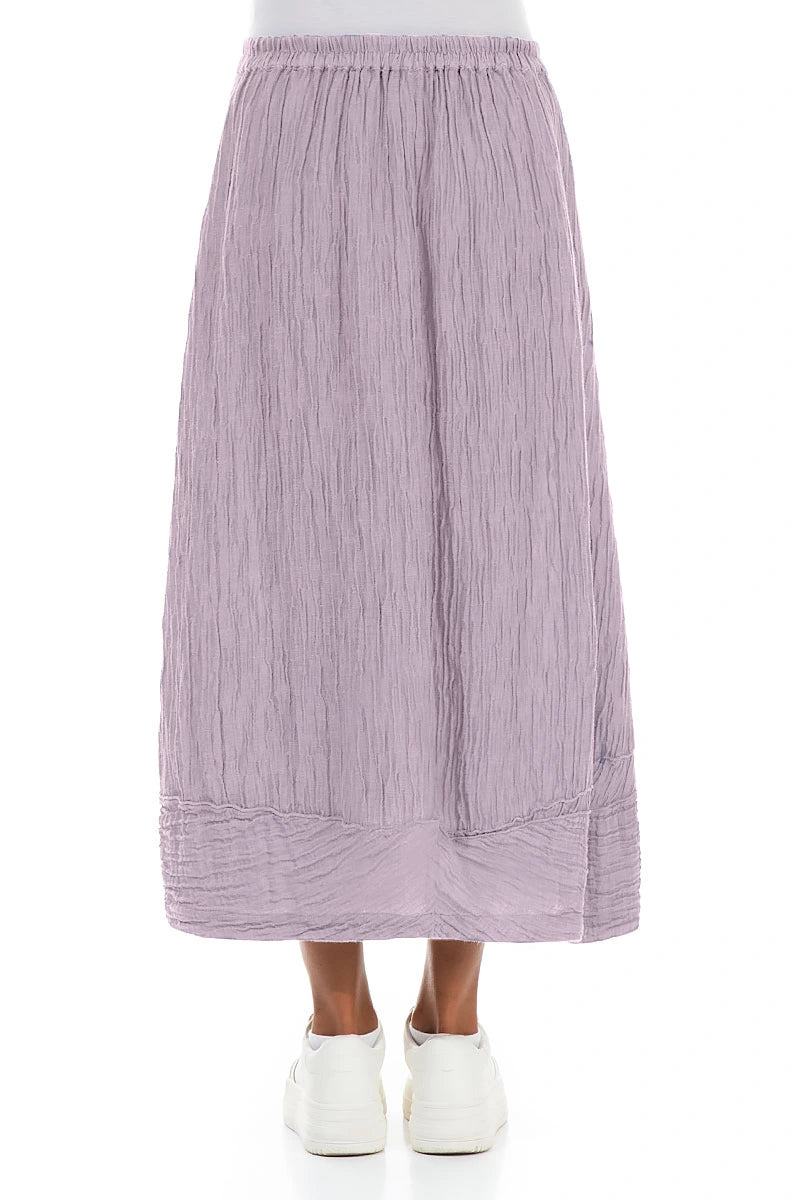 Front Slit Crinkled Lilac Silk Skirt