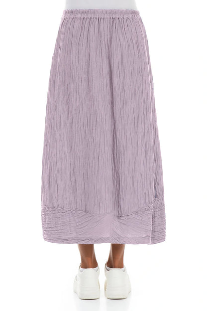 Front Slit Crinkled Lilac Silk Skirt
