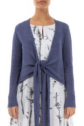 Front Tie Violet Linen Cardigan 1
