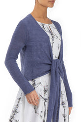 Front Tie Violet Linen Cardigan 3