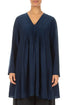 Front Tucks Navy Silk Bamboo Tunic 1
