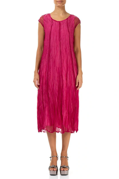 Fuchsia Crumpled Silk Chiffon Dress 2