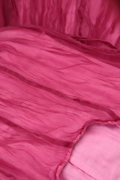 Fuchsia Crumpled Silk Chiffon Dress 7