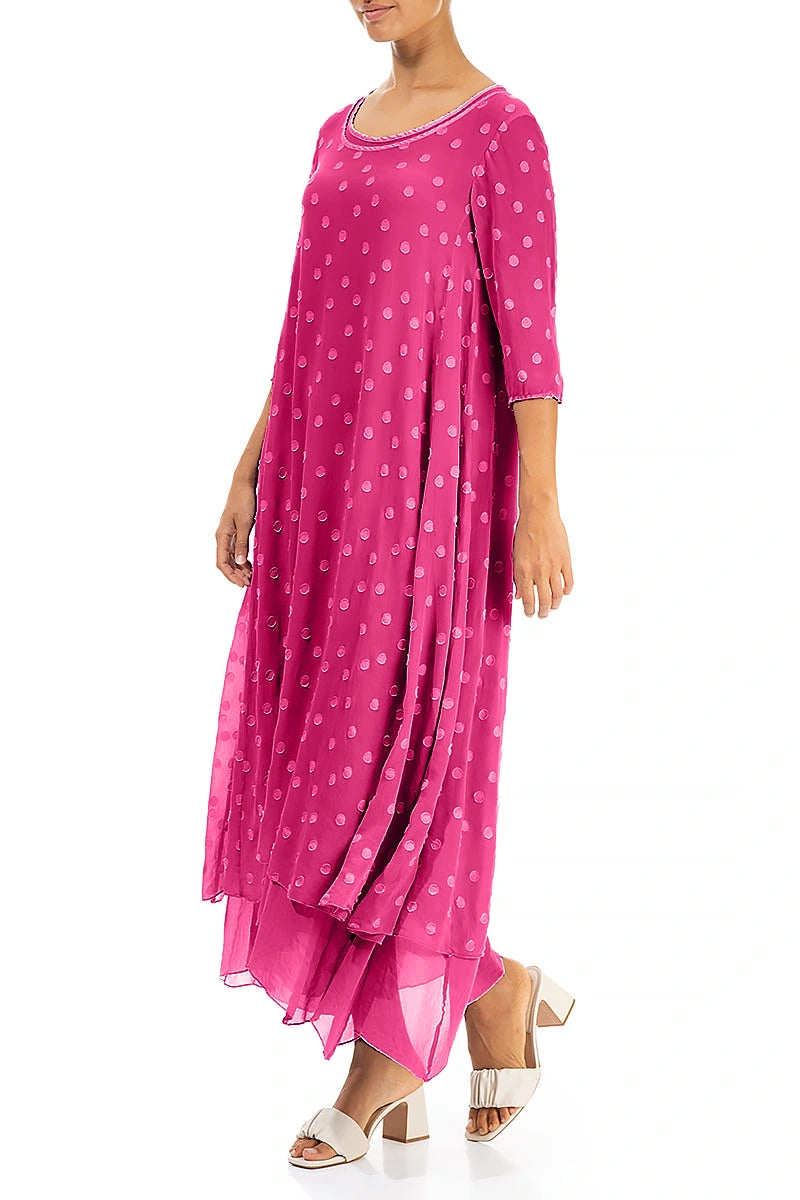 Fuchsia Dotty Silk Dress 3