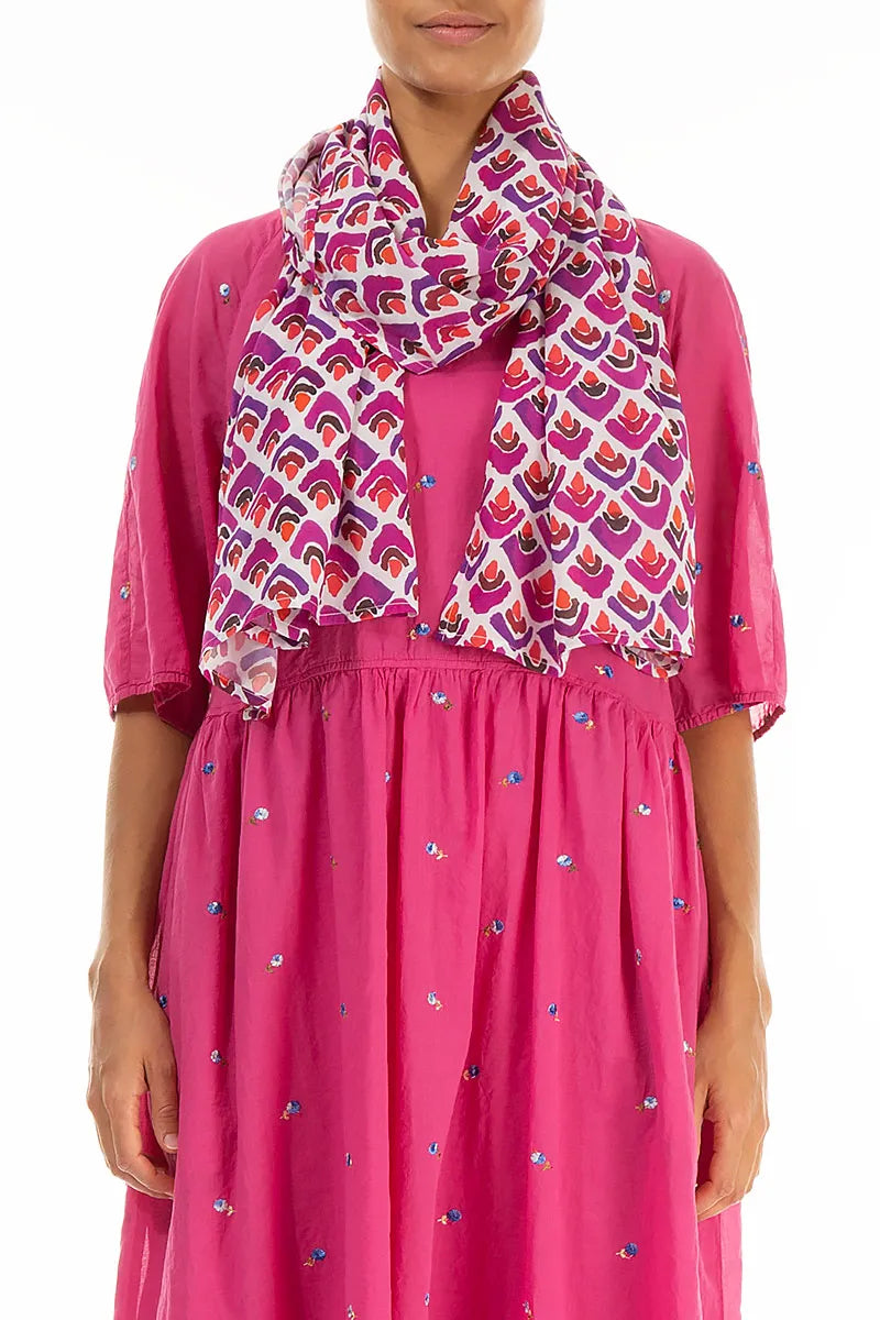 Écharpe légère mosaïque fuchsia