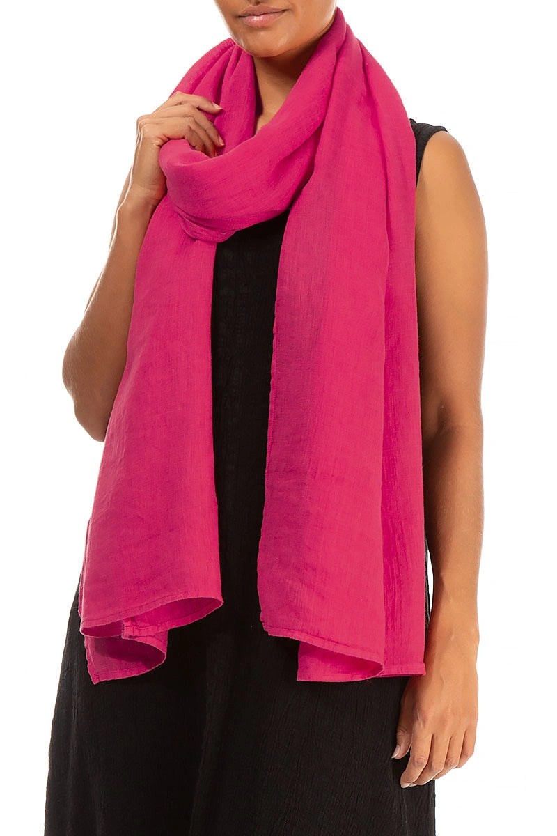 Écharpe en lin de gaze douce fuchsia