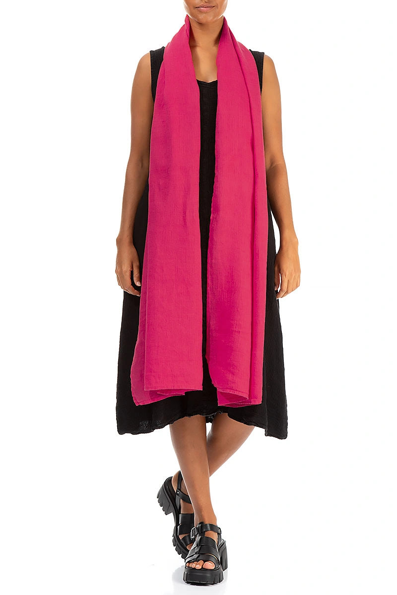 Fuchsia Soft Gauze Linen Scarf 2