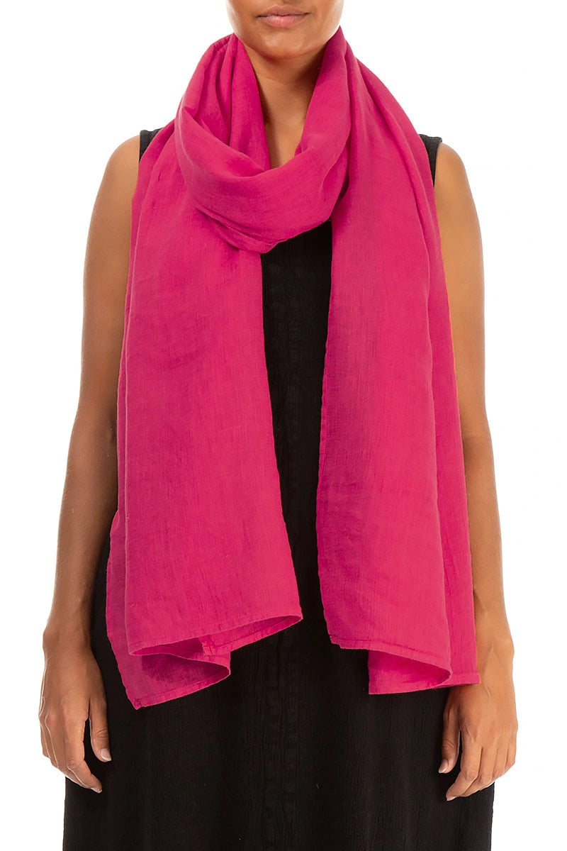 Écharpe en lin de gaze douce fuchsia