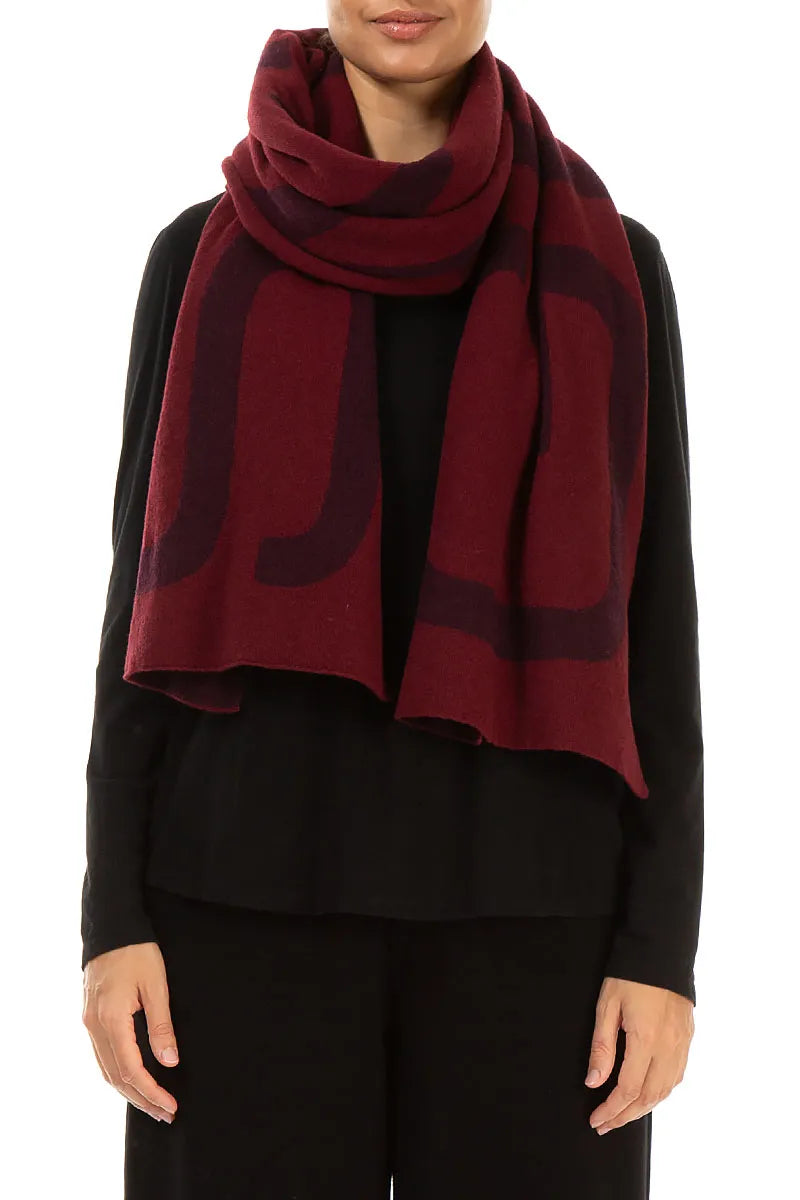 GRIZAS Dark Red Soft Wool Scarf