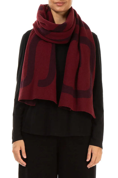 GRIZAS Dark Red Soft Wool Scarf