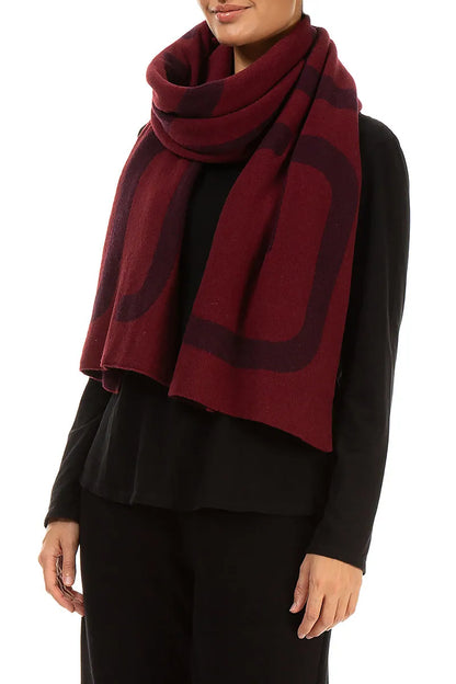 GRIZAS Dark Red Soft Wool Scarf
