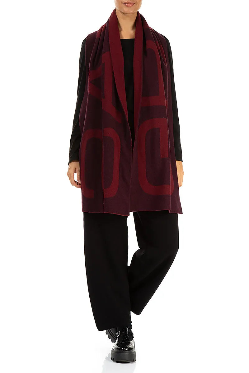 GRIZAS Dark Red Soft Wool Scarf