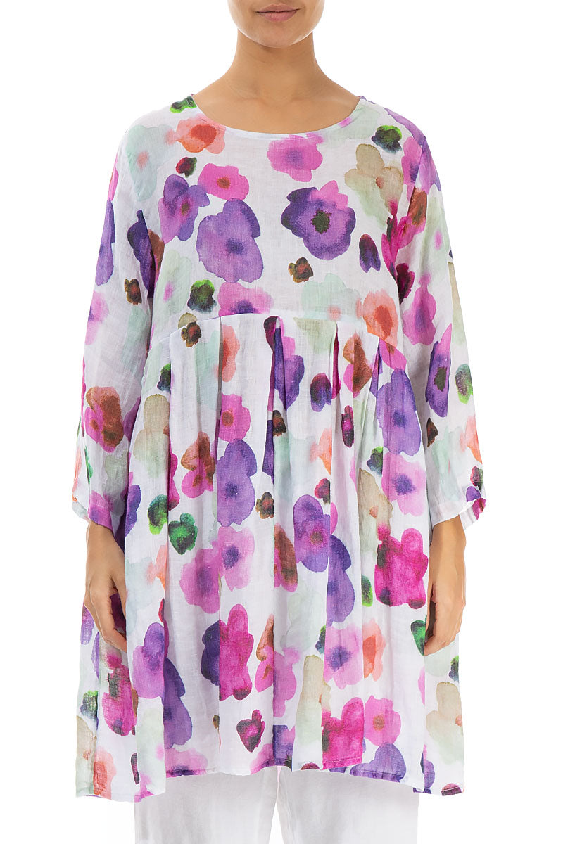 Gathered Blossom Gauze Linen Tunic 1
