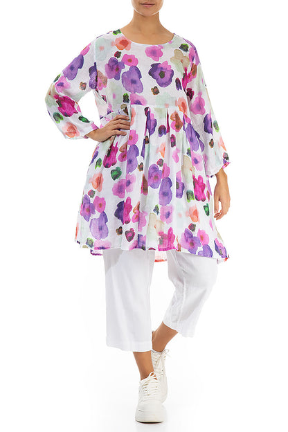 Gathered Blossom Gauze Linen Tunic 4