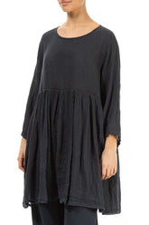 Gathered Graphite Gauze Linen Tunic 3