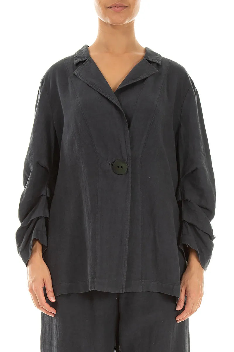 Veste en lin graphite plissé