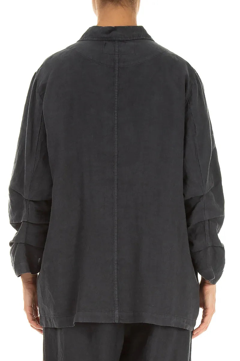Veste en lin graphite plissé