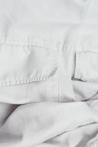 Gathered Knee Pearl Grey Silk Cotton Trousers 5