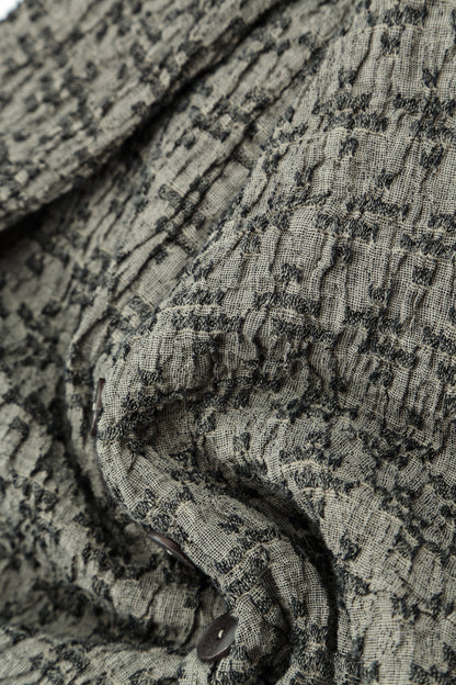 Geometric Texture Olive Grey Linen Dress 7