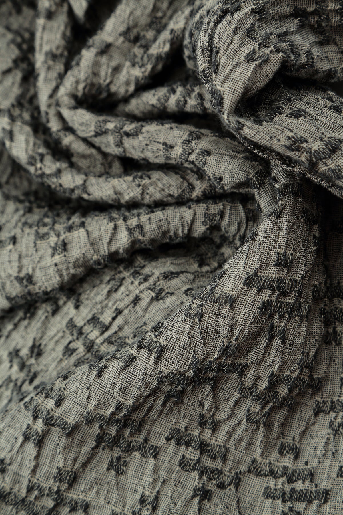 Geometric Texture Olive Grey Linen Dress 6