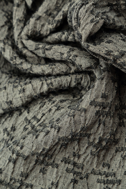 Geometric Texture Olive Grey Linen Dress 6