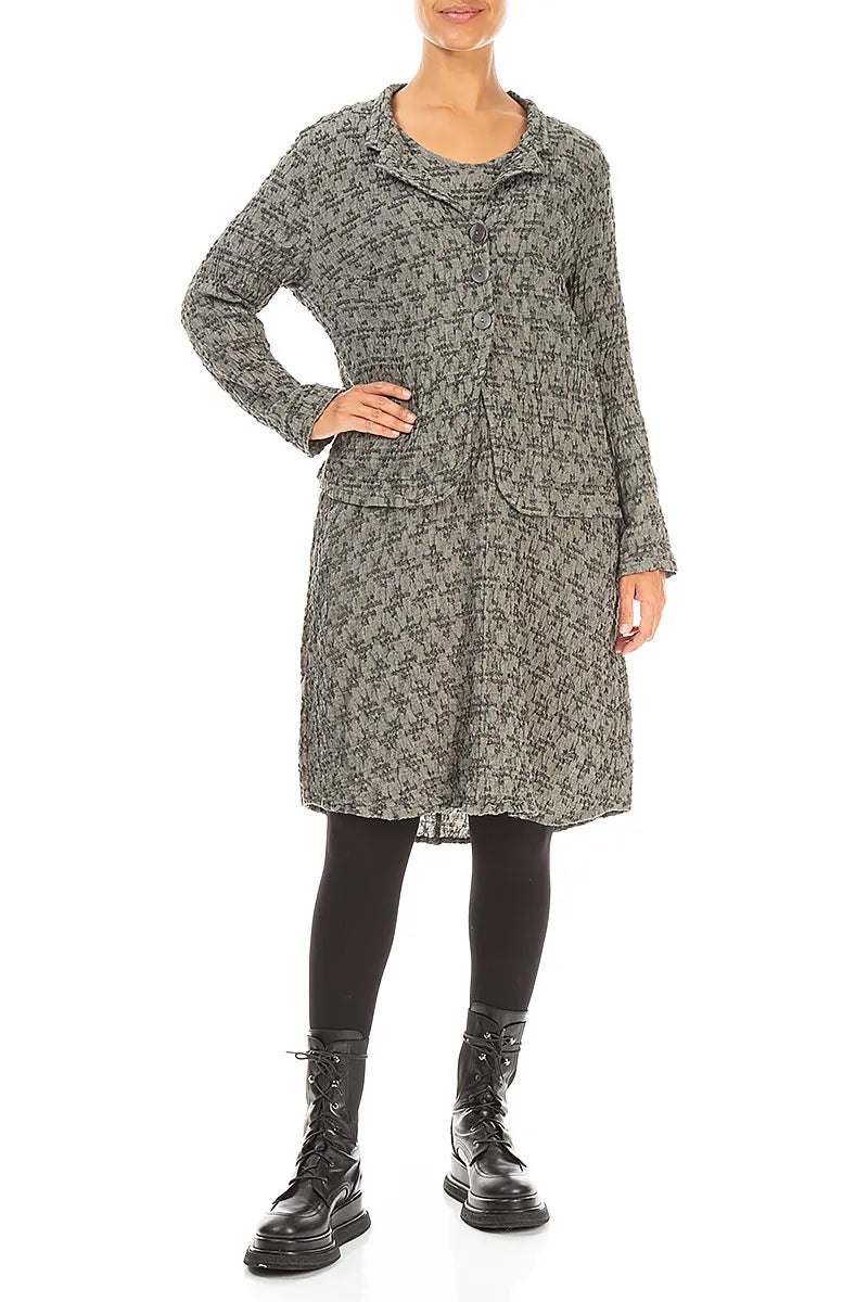 Geometric Texture Olive Grey Linen Jacket 4