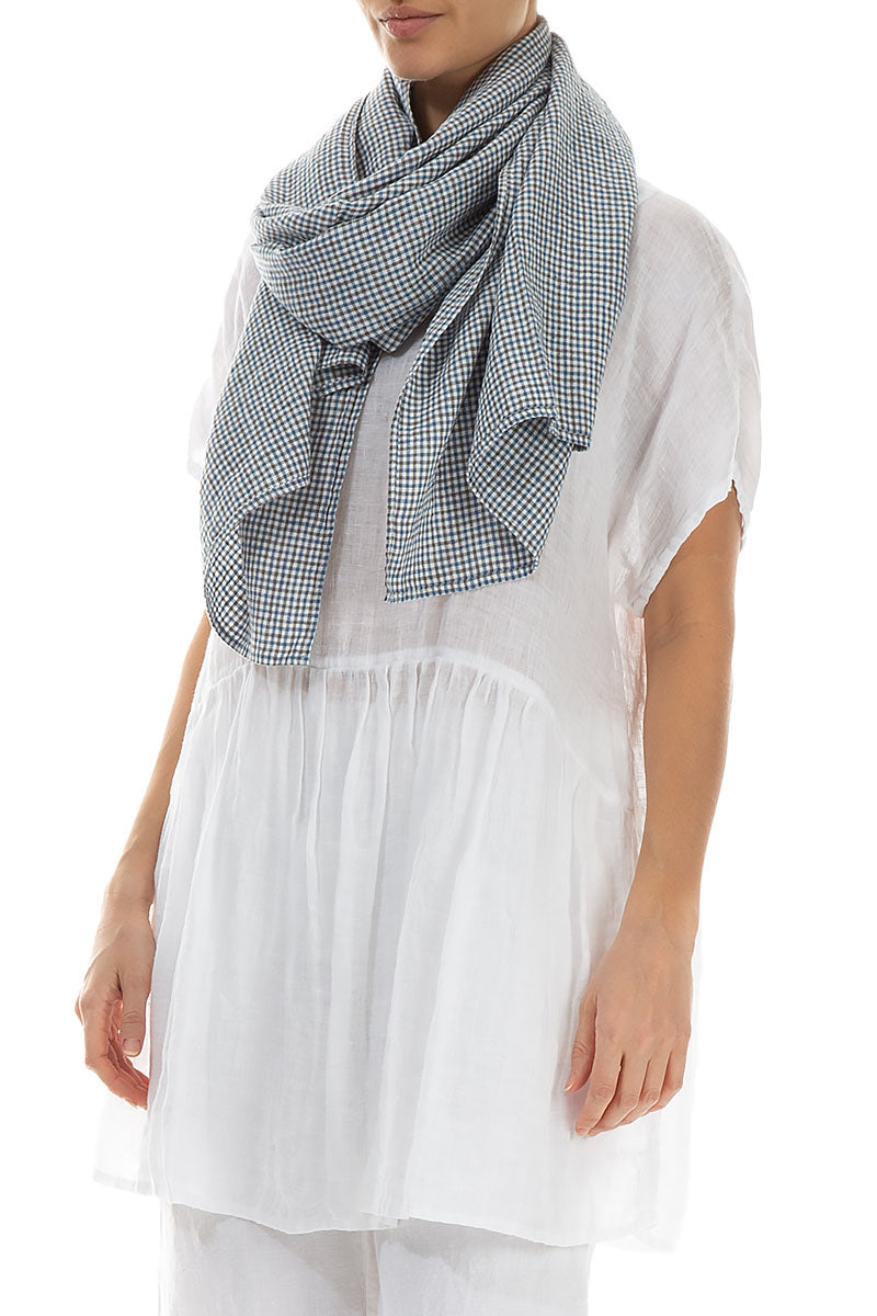 Gingham Check Linen Scarf 3