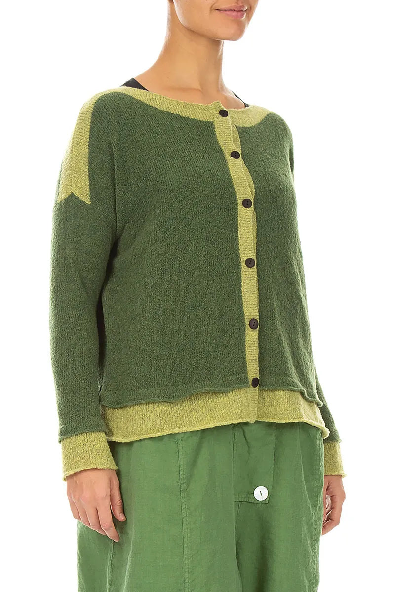 Golden Edge Dark Sage Wool Cardigan 3