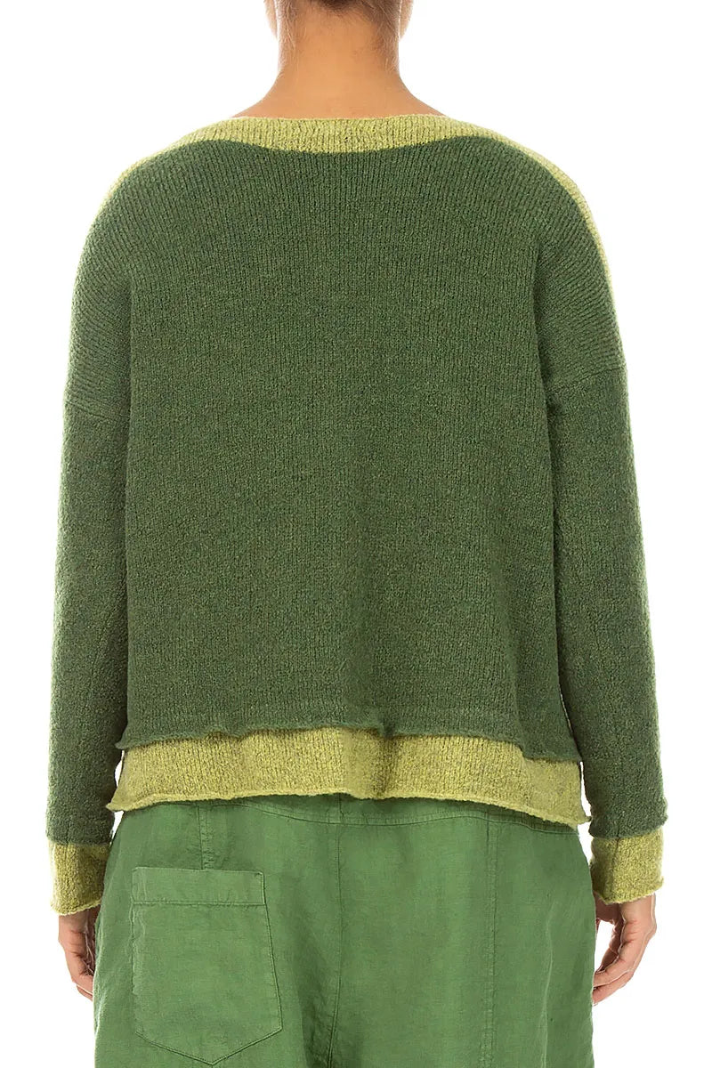 Golden Edge Dark Sage Wool Cardigan 2