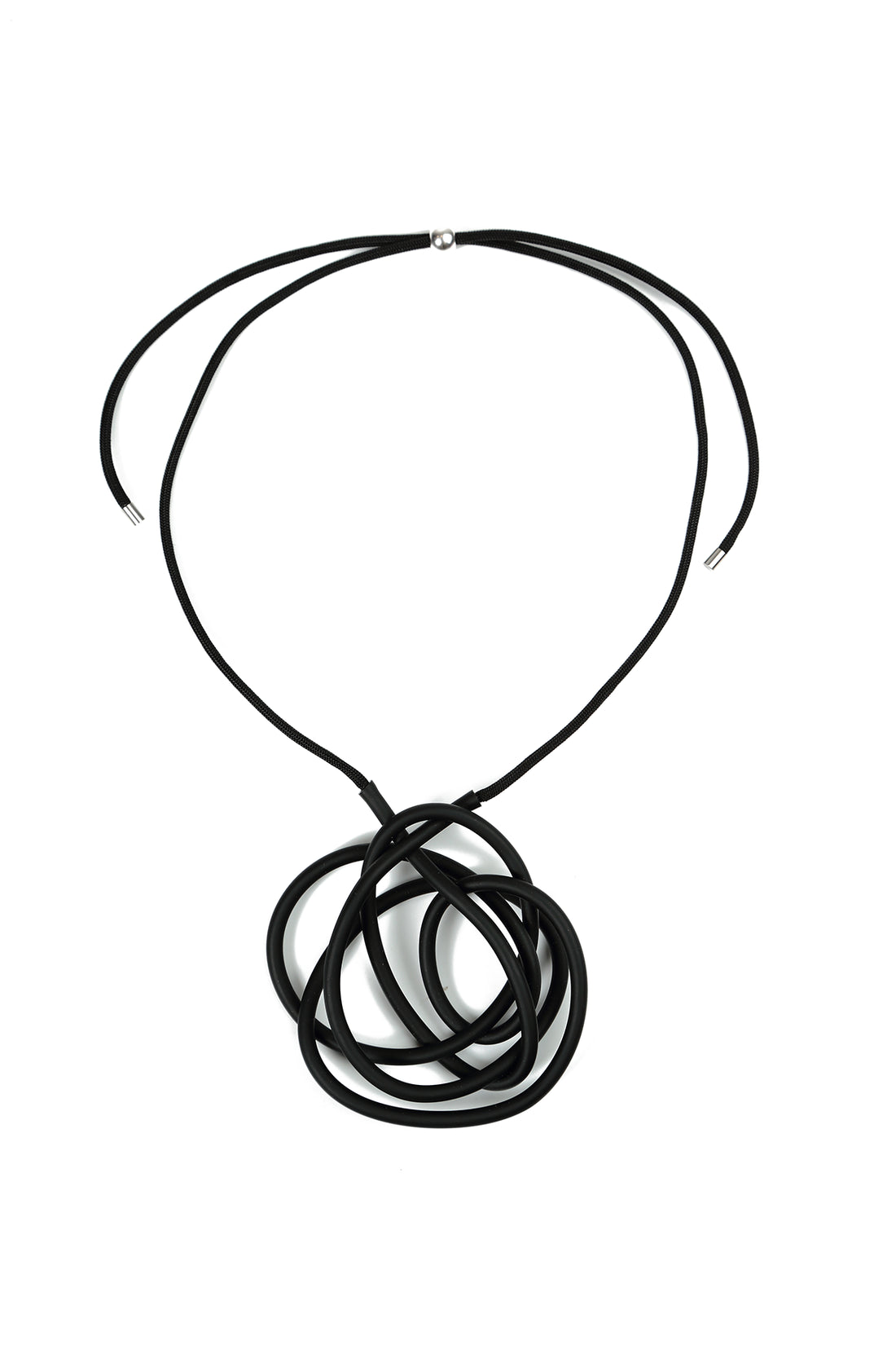 Graphic Loops Black Rubber Necklace